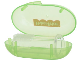 Fisher-Price Silicone Baby Finger-Brush with Case, Green